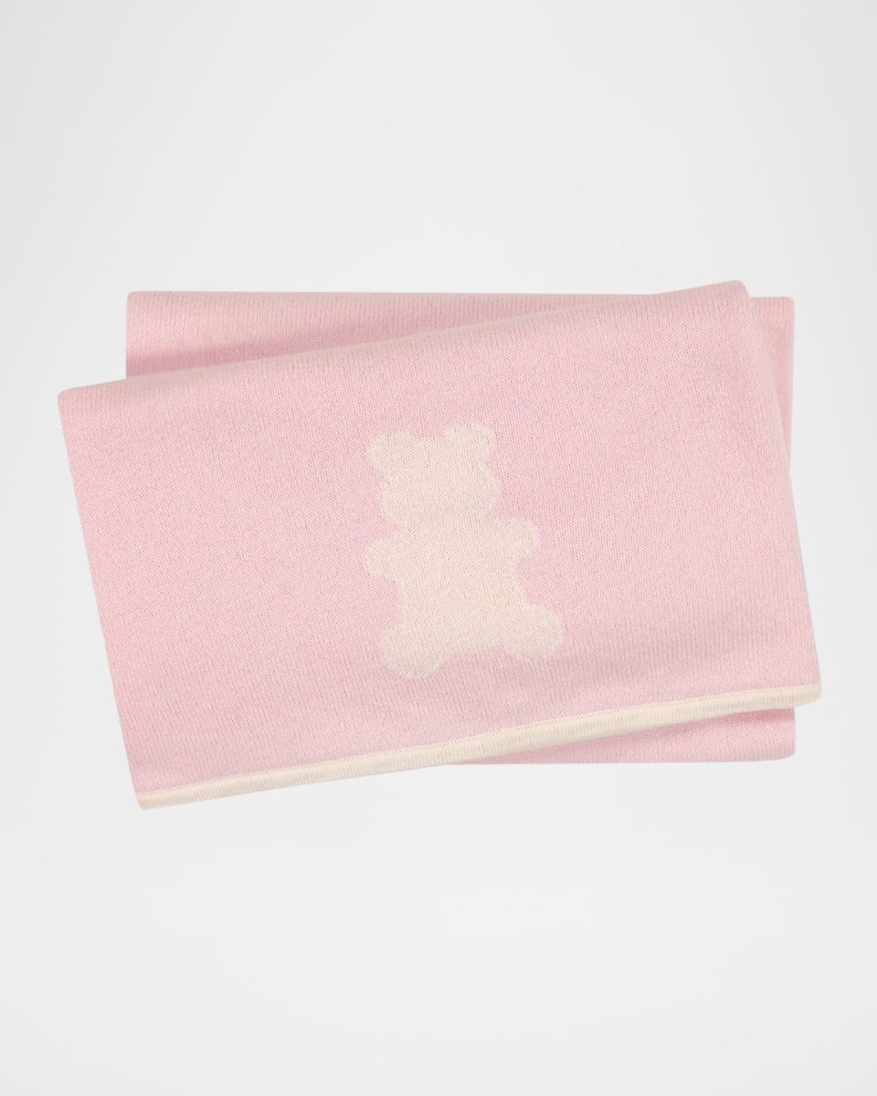 Mongolian Cashmere Intarsia Bear Baby Blanket